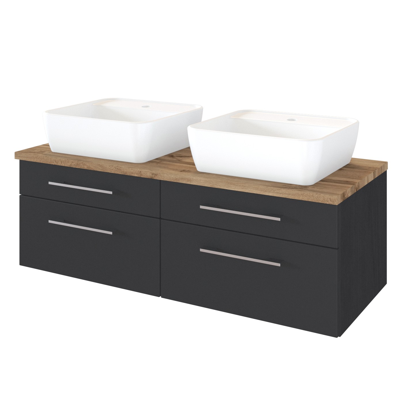 Meuble lavabo Dasa 120cm à 4 tiroirs - graphite/gris mat - Image 1