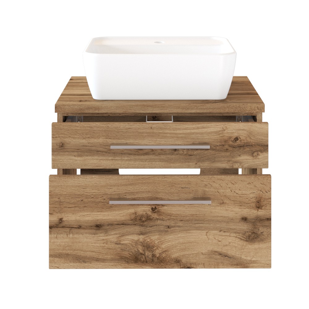 Meuble lavabo Dasa 60cm à 2 tiroirs - chêne wotan - Image 3