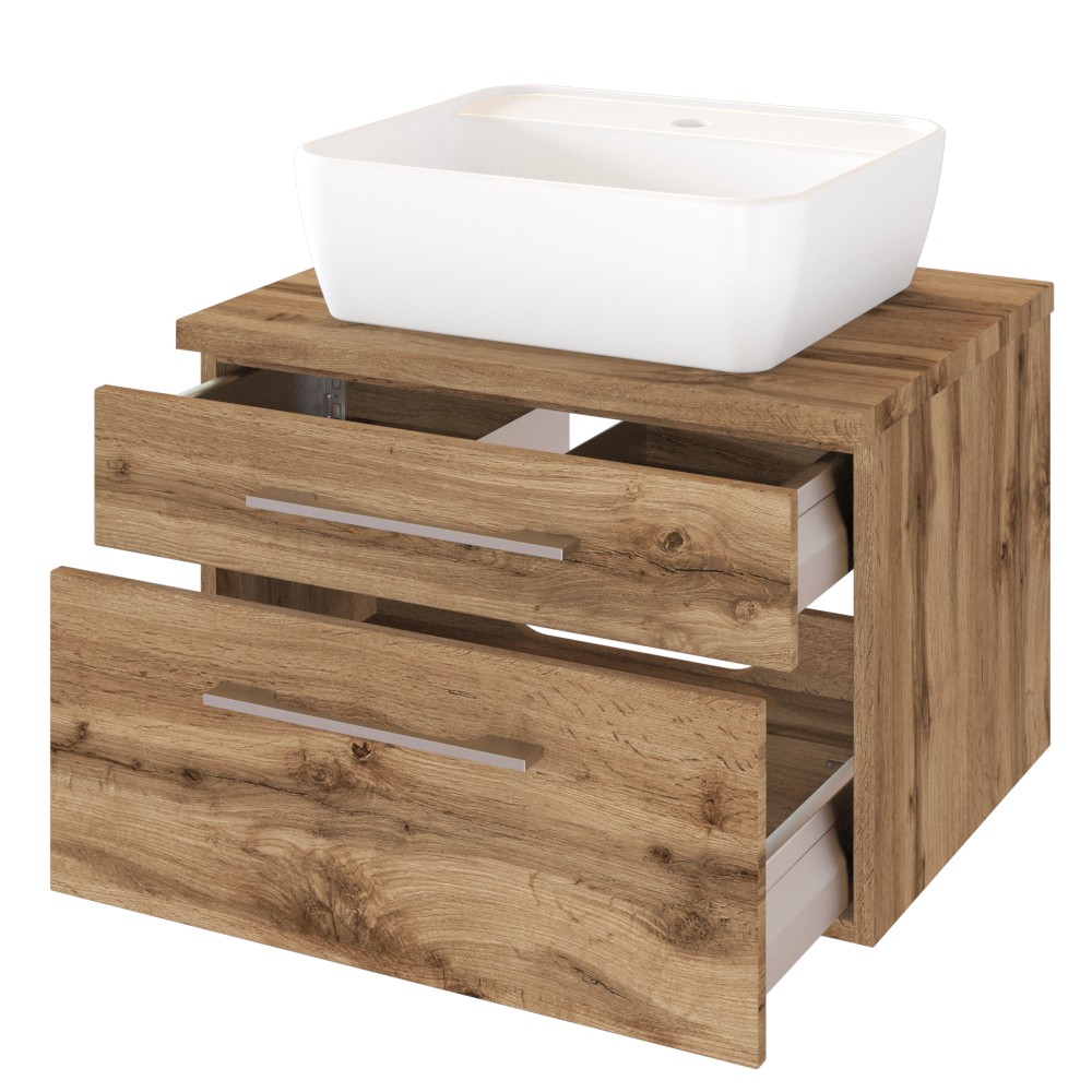 Meuble lavabo Dasa 60cm à 2 tiroirs - chêne wotan - Image 4
