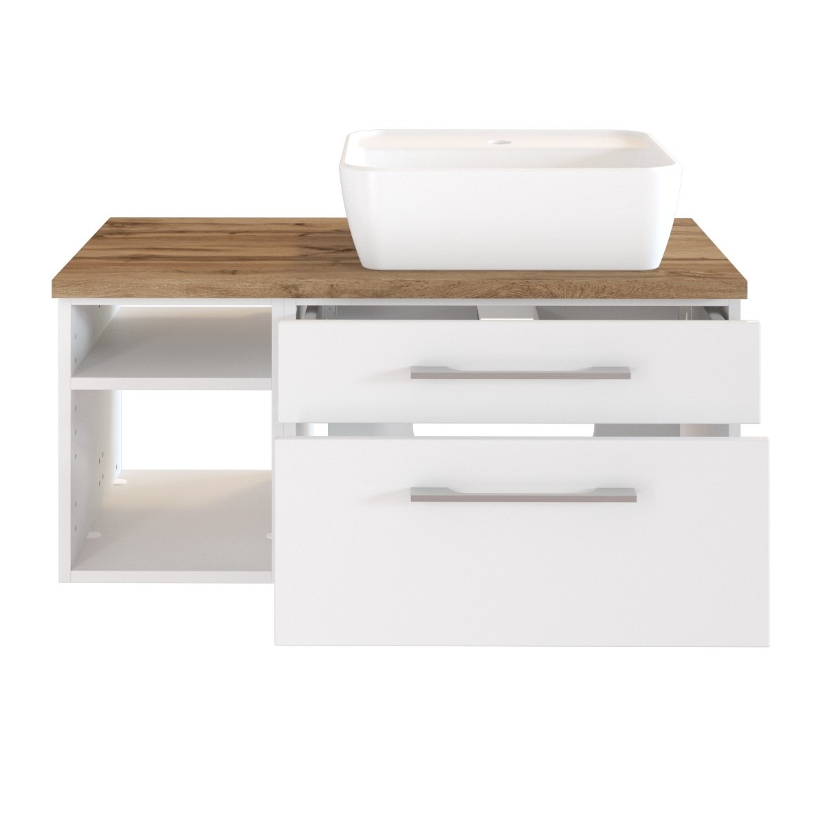 Meuble lavabo Dasa (droite) 90cm à 2 tiroirs - blanc - Image 2