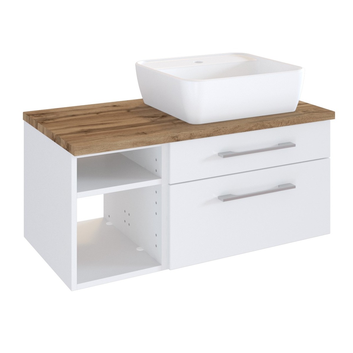 Meuble lavabo Dasa (droite) 90cm à 2 tiroirs - blanc