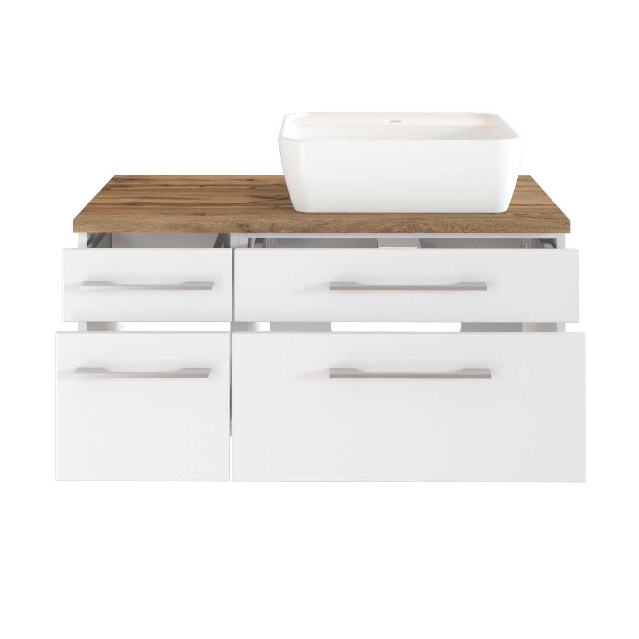 Meuble lavabo Dasa (droite) 90cm à 4 tiroirs - blanc - Image 2