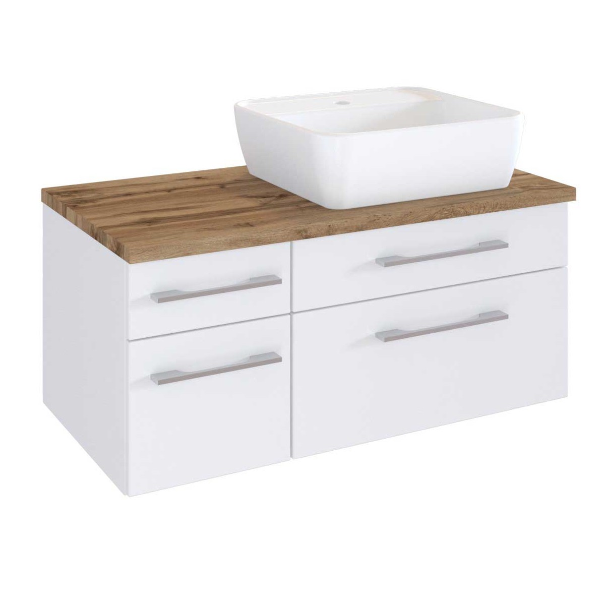 Meuble lavabo Dasa (droite) 90cm à 4 tiroirs - blanc