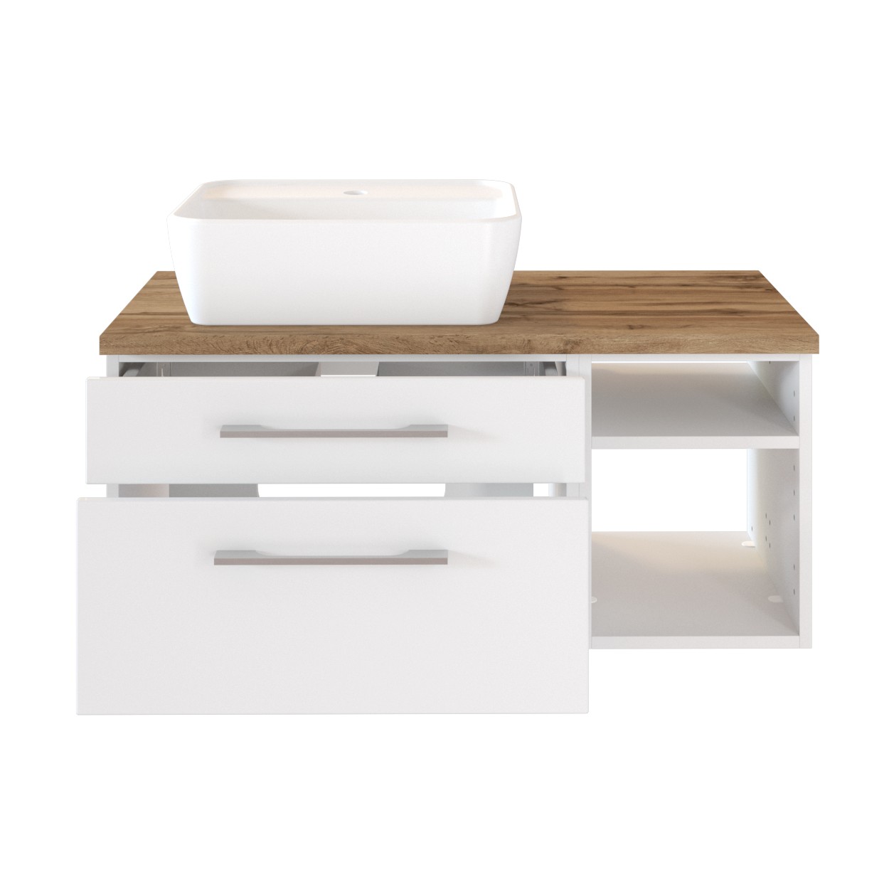 Meuble lavabo Dasa (gauche) 90cm à 2 tiroirs - blanc - Image 2