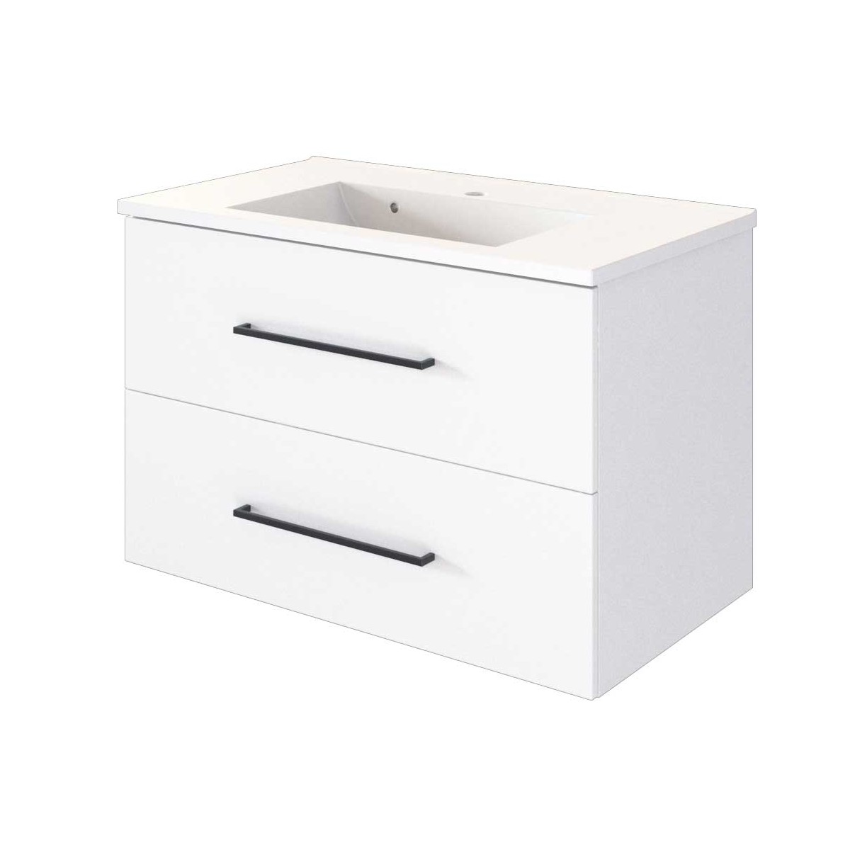 Meuble lavabo Dusan 80 cm 2 tiroirs - blanc