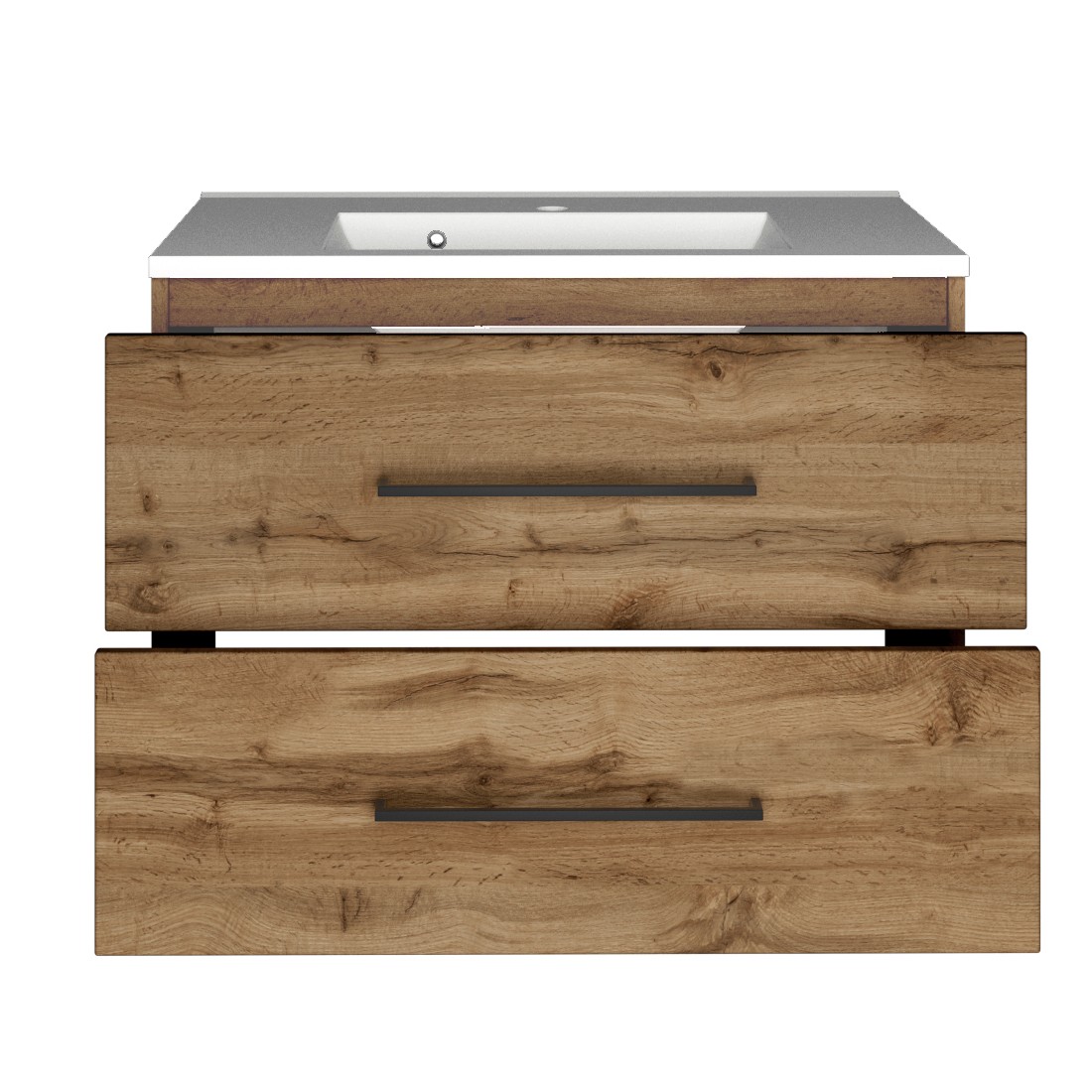 Meuble lavabo Dusan 80 cm 2 tiroirs - chêne wotan - Image 6