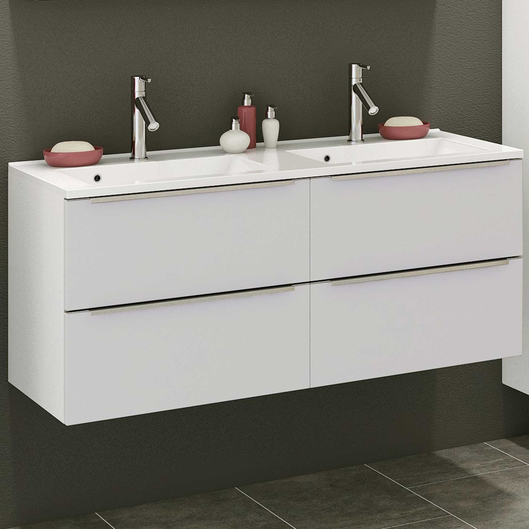 Meuble lavabo Hansen 120cm 4 tiroirs - blanc