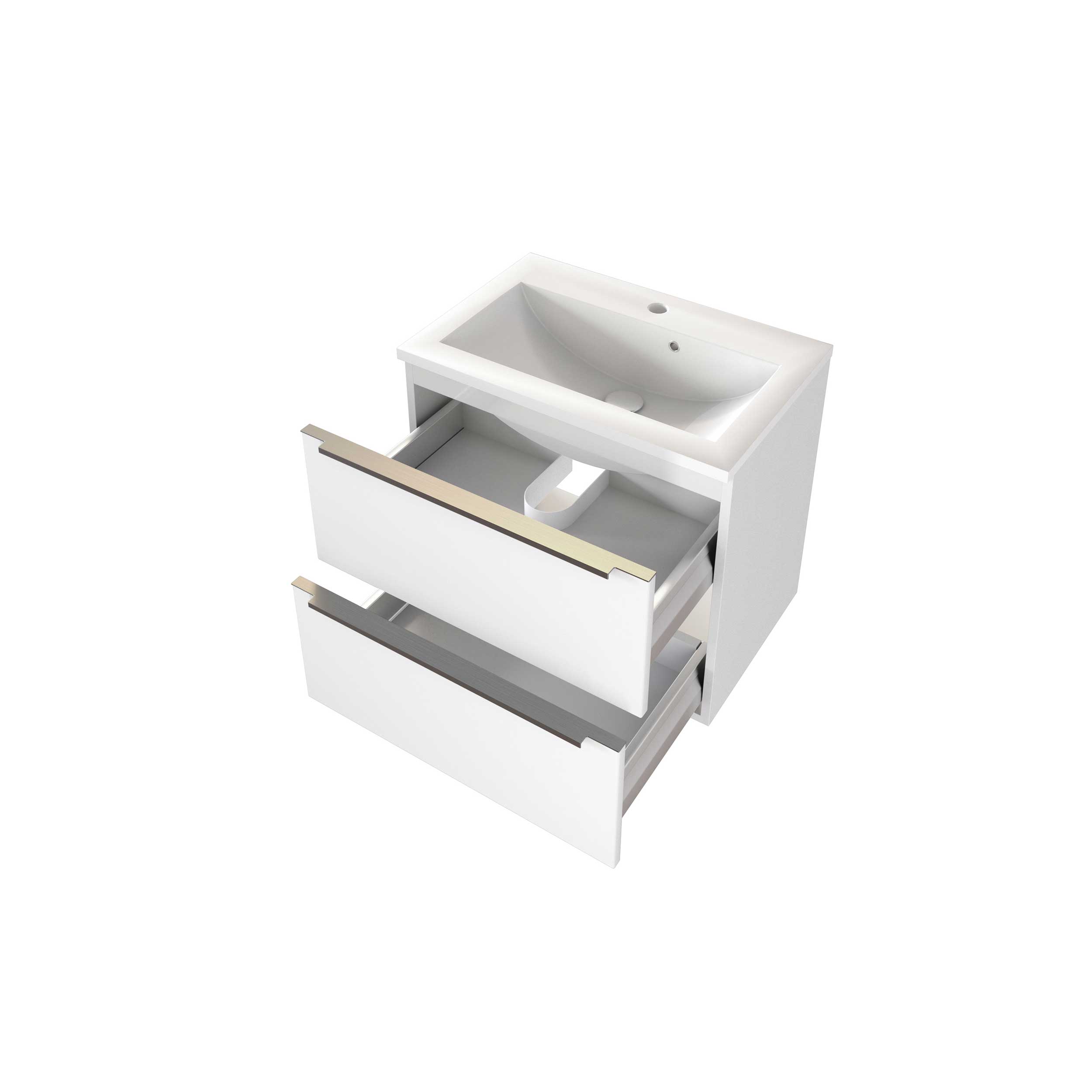 Meuble lavabo Hansen L60xP39cm avec 2 tiroirs - blanc - Image 6