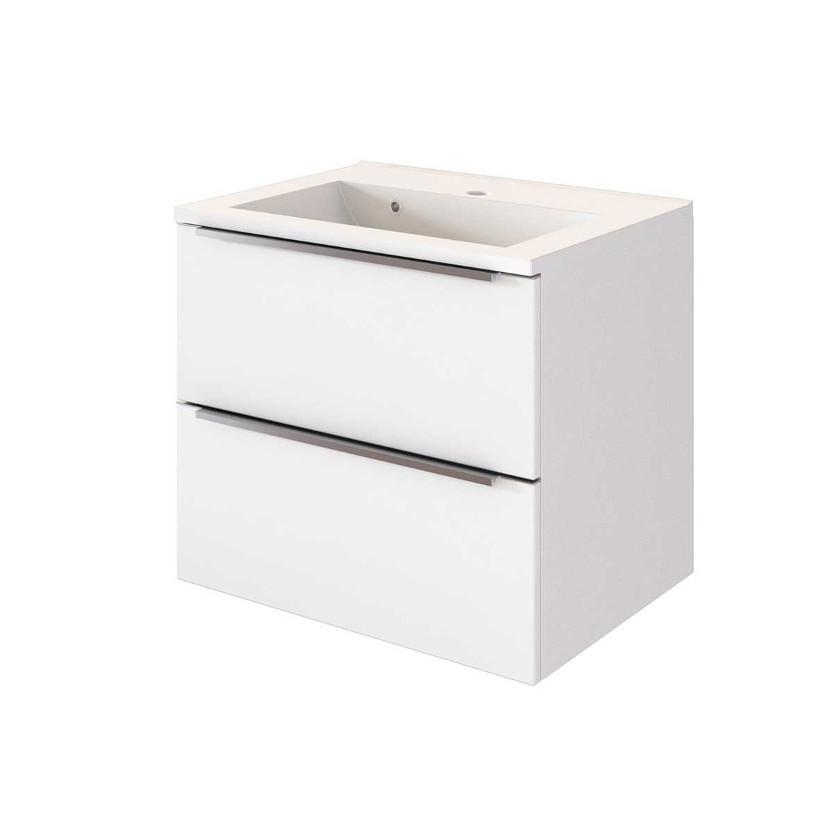 Meuble lavabo Hansen L60xP39cm avec 2 tiroirs - blanc - Image 7