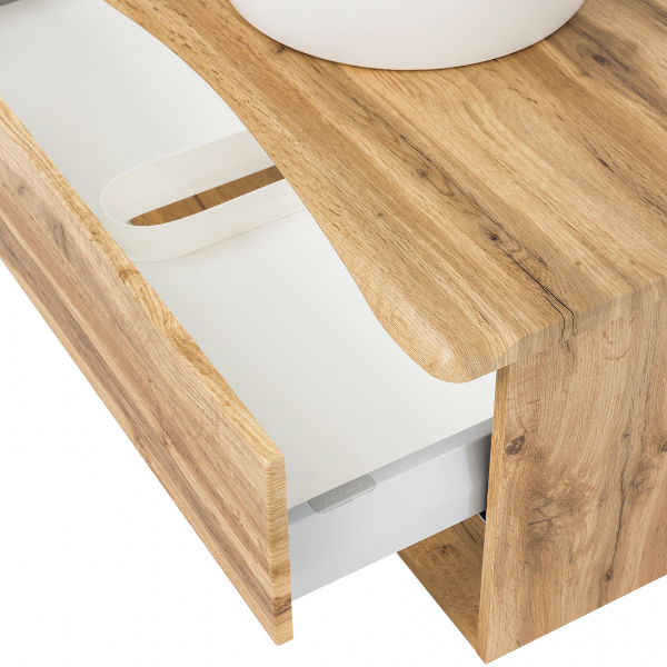 Meuble lavabo Karan 121cm avec deux bassins et 2 tiroirs - chêne - Image 6