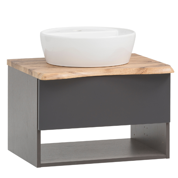 Meuble lavabo Karan 61cm avec lavabo et 1 tiroir - anthracite/chêne - Image 12
