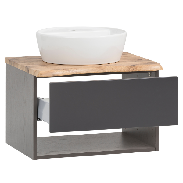 Meuble lavabo Karan 61cm avec lavabo et 1 tiroir - anthracite/chêne - Image 10