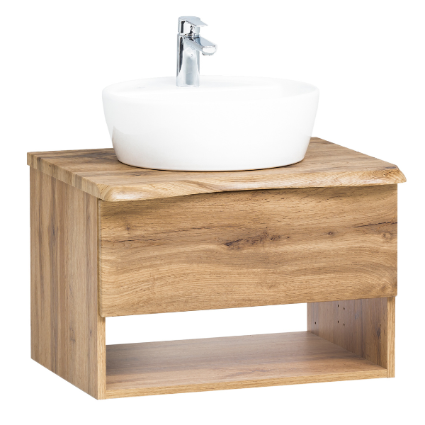 Meuble lavabo Karan 61cm avec lavabo et 1 tiroir - chêne - Image 11