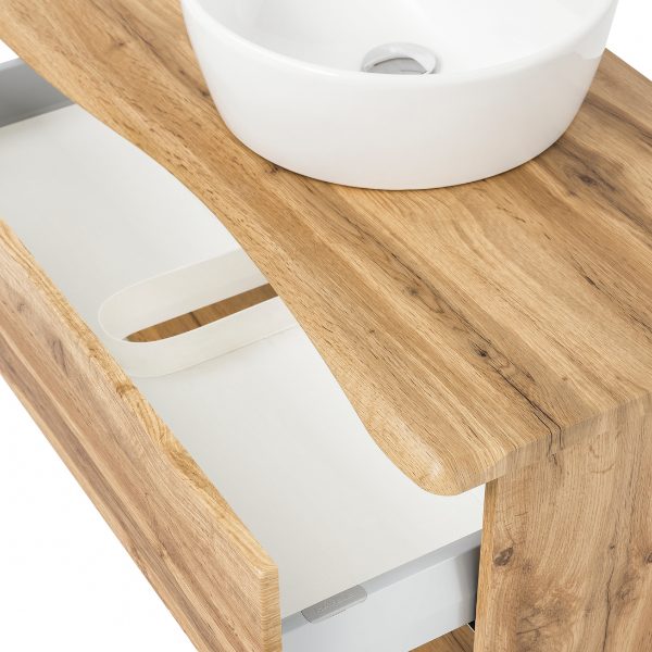 Meuble lavabo Karan 61cm avec lavabo et 1 tiroir - chêne - Image 8