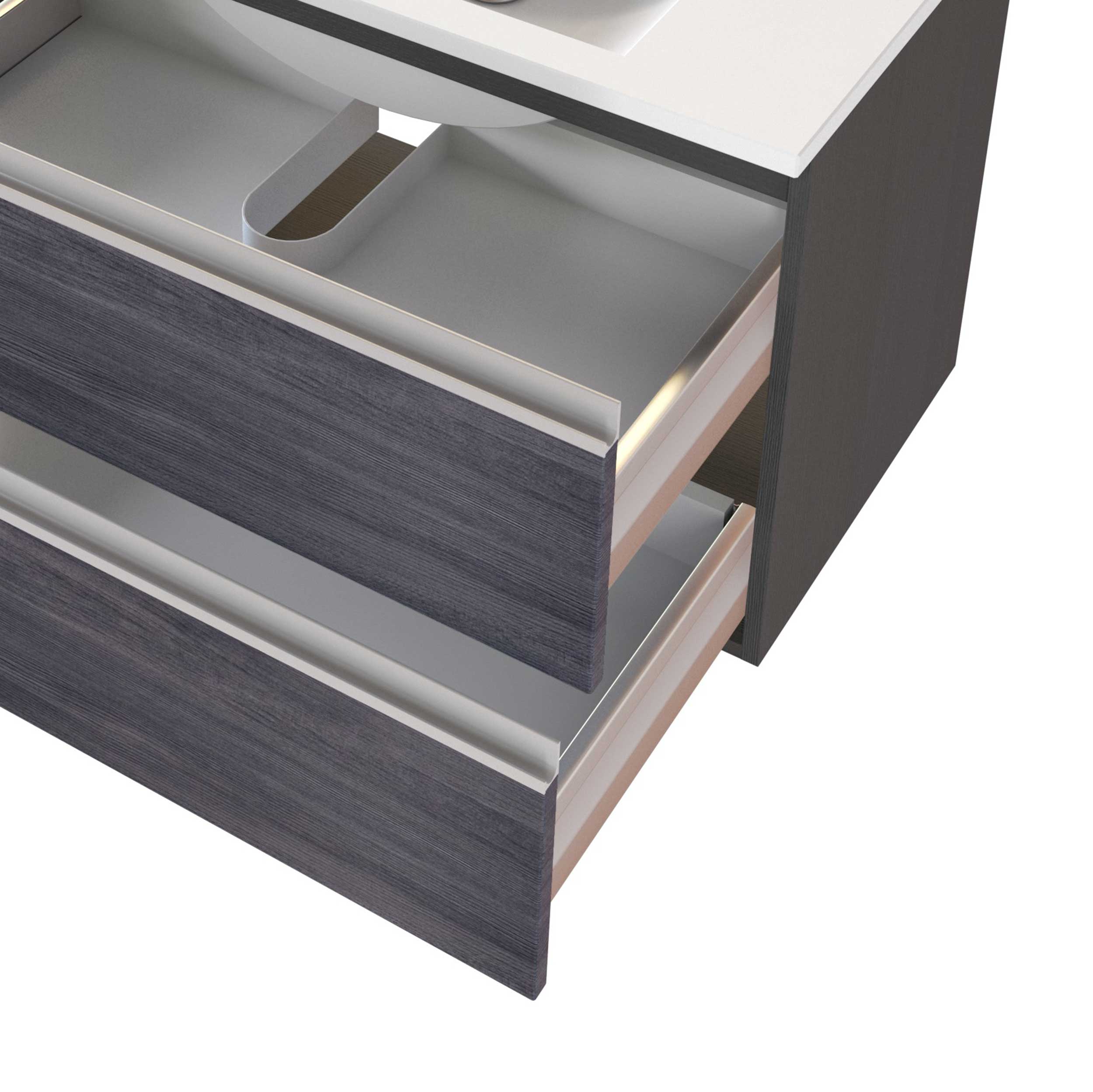 Meuble lavabo Lotuk 120cm 4 tiroirs - chêne gris - Image 4