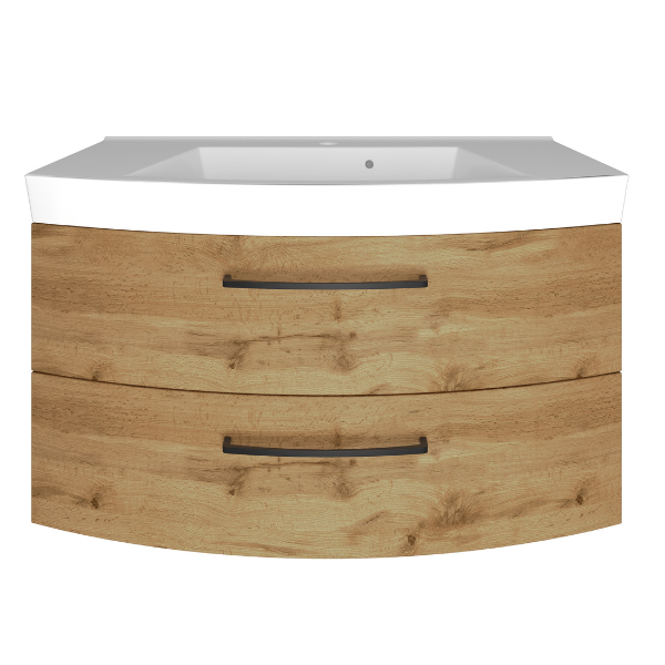 Meuble-lavabo Malvo 100cm 2 tiroirs - chêne/noir - Image 8