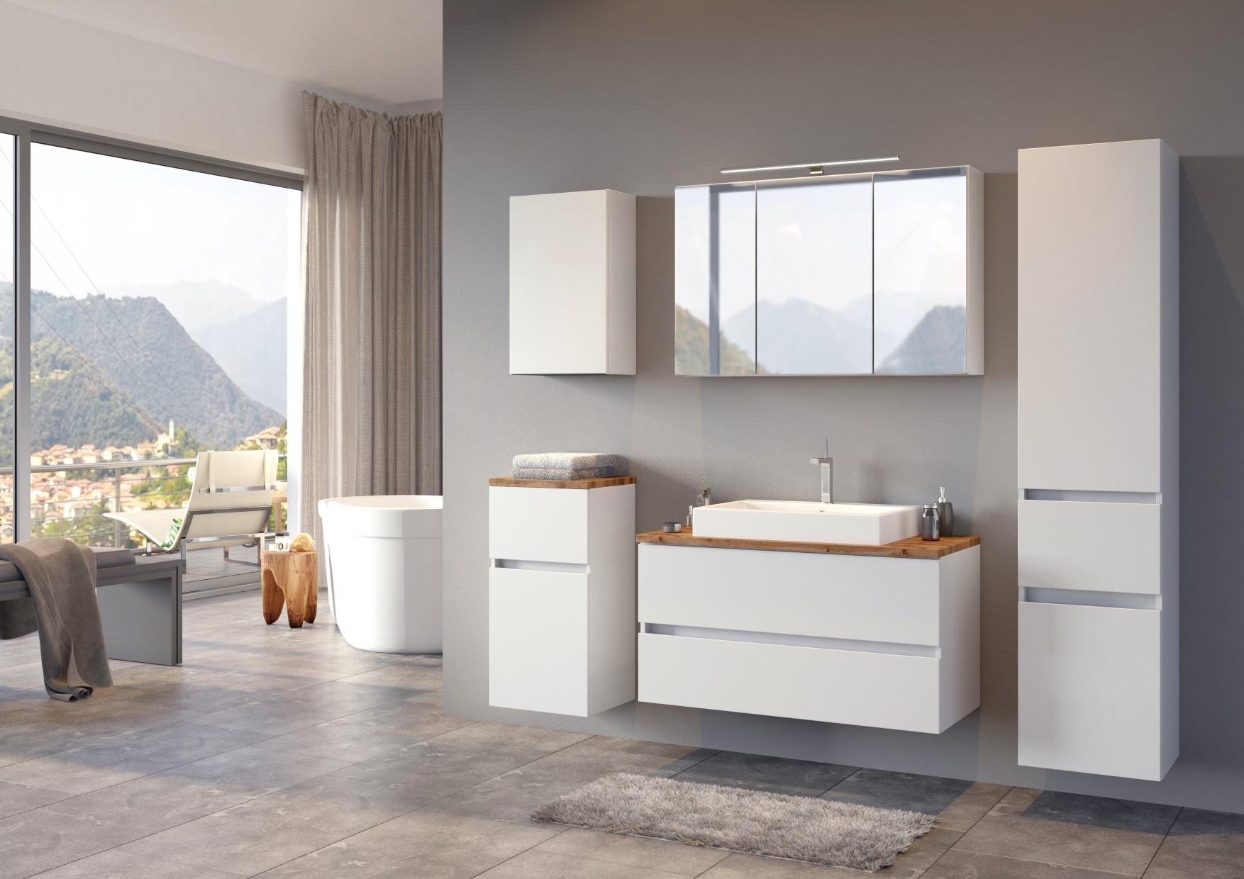 Meuble lavabo Pisca 100cm 2 tiroirs - blanc - Image 2