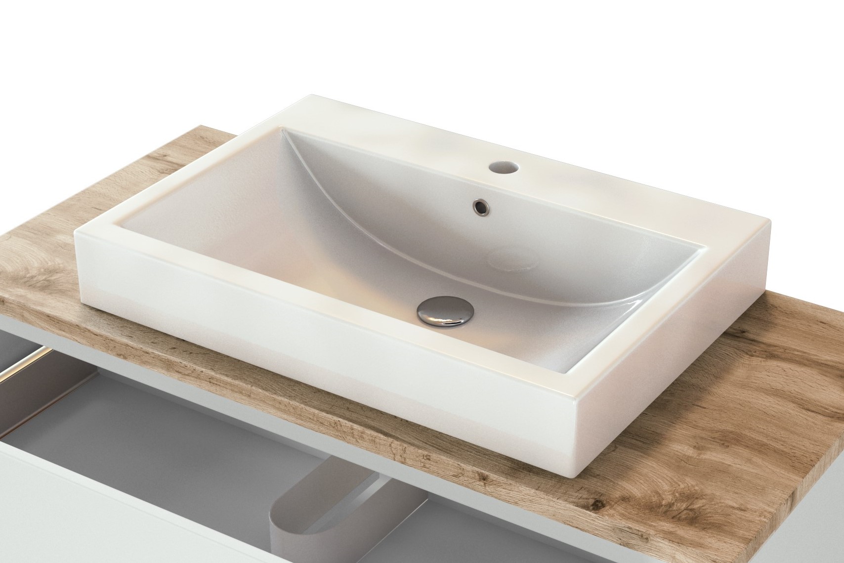 Meuble lavabo Pisca 100cm 2 tiroirs - blanc - Image 11