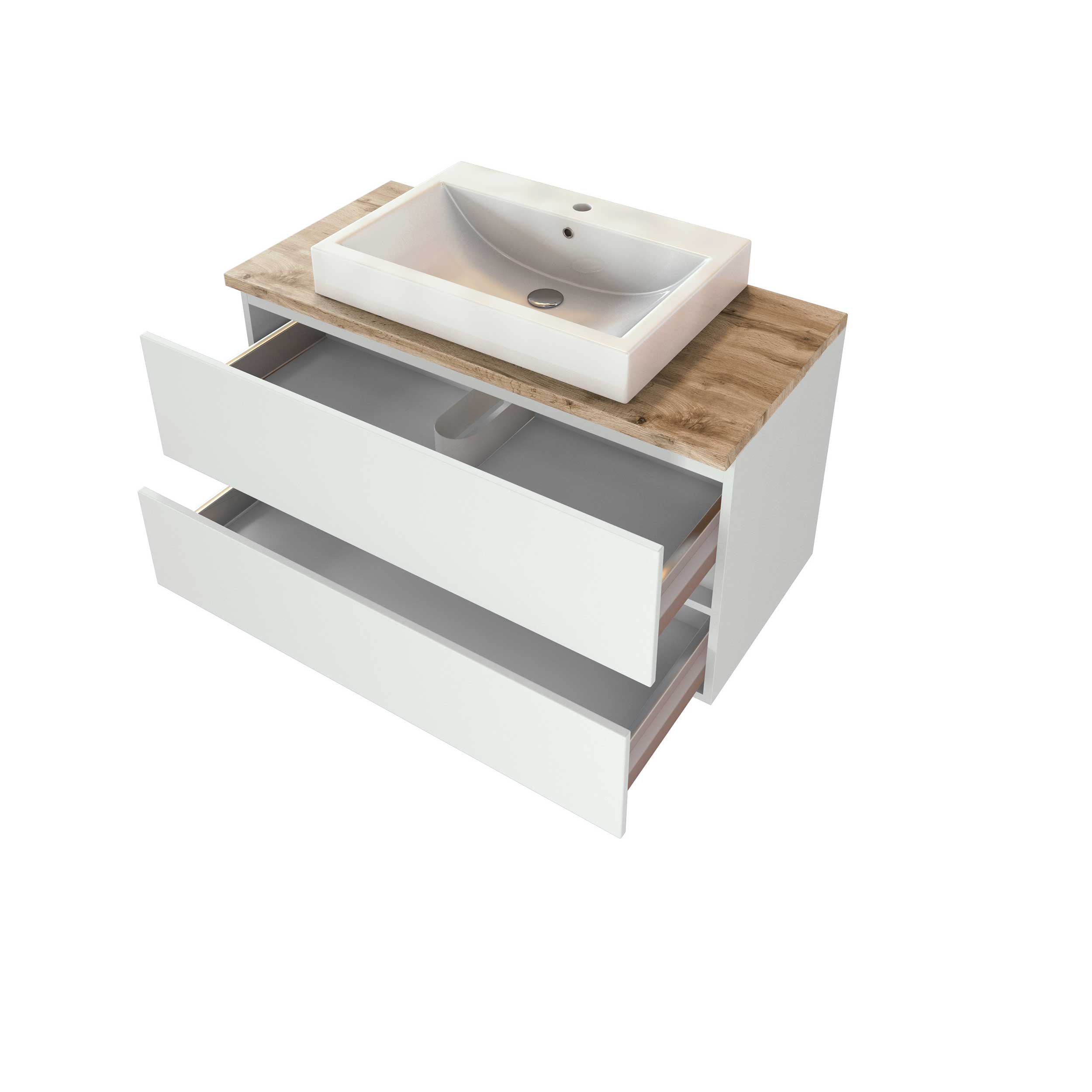 Meuble lavabo Pisca 100cm 2 tiroirs - blanc - Image 10