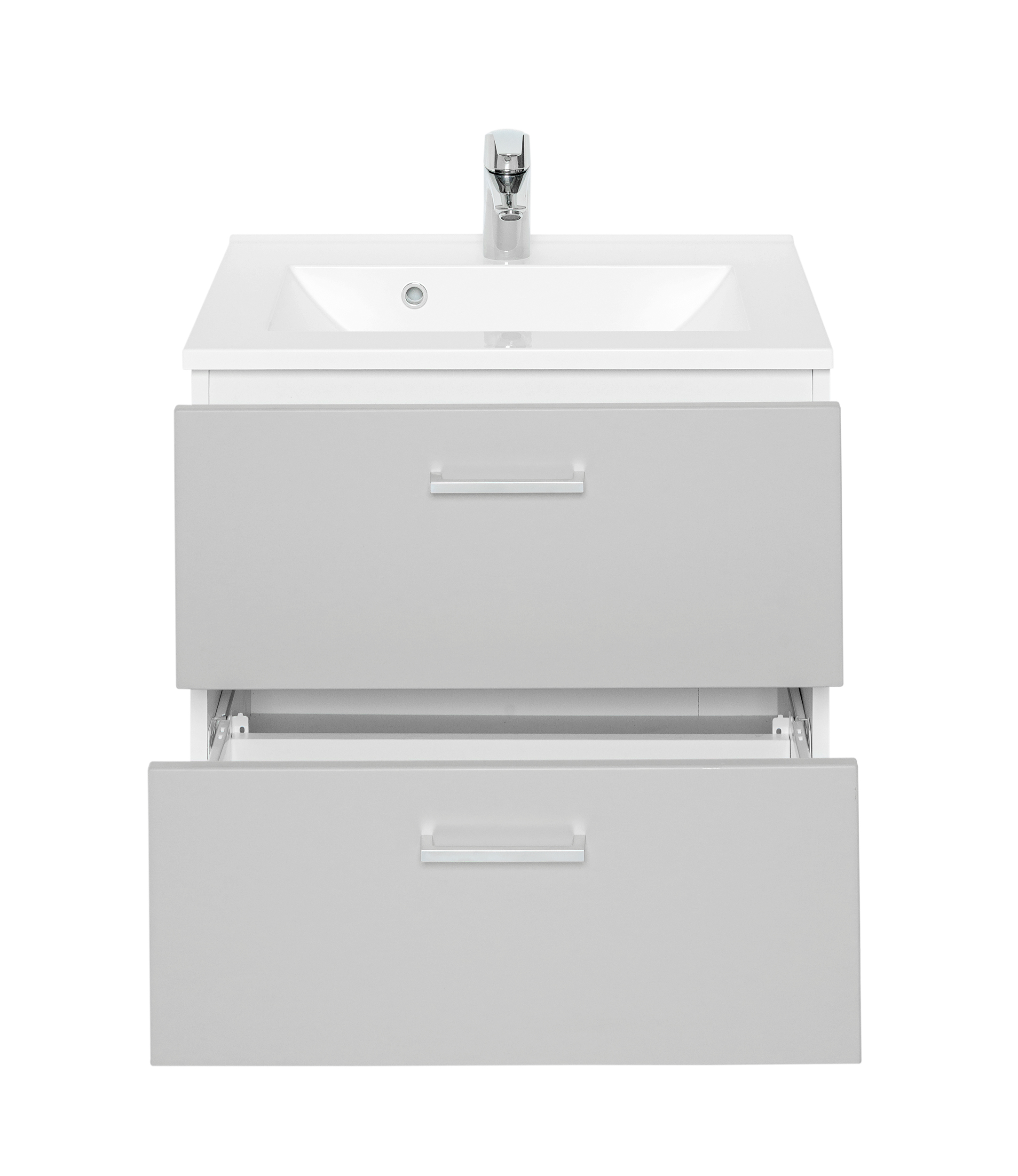 Meuble lavabo Ricca 60cm 2 tiroirs - blanc/gris clair - Image 6