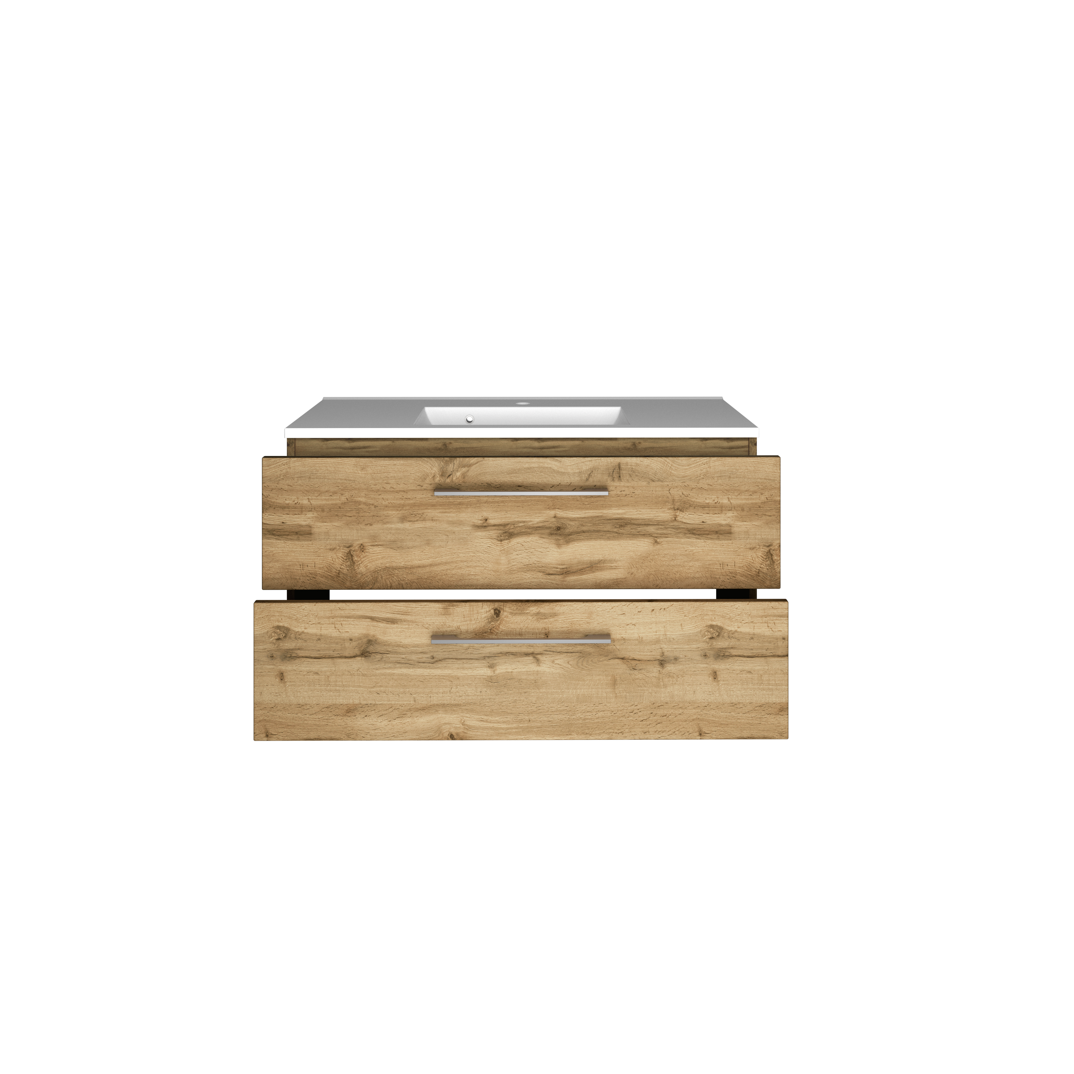 Meuble lavabo Sefa 100cm 2 tiroirs - chêne wotan - Image 10