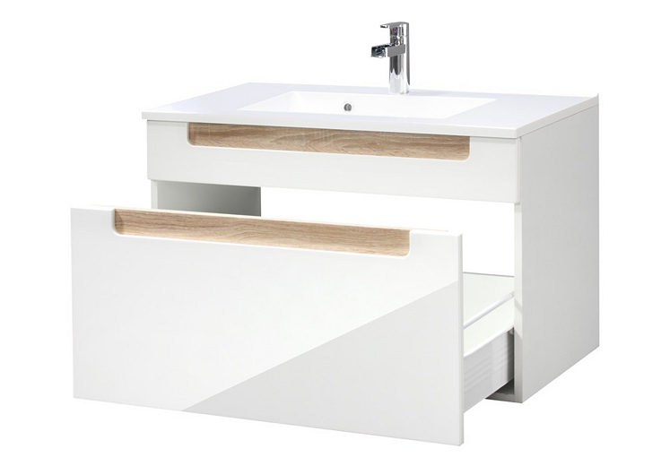 Meuble lavabo Siena 80cm - blanc/brun - Image 3