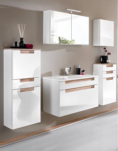 Meuble lavabo Siena 80cm - blanc/brun - Image 4