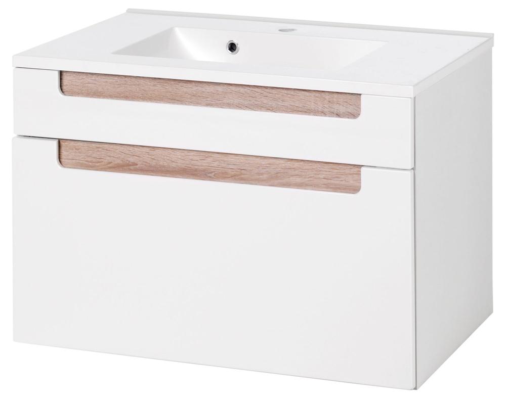 Meuble lavabo Siena 80cm - blanc/brun
