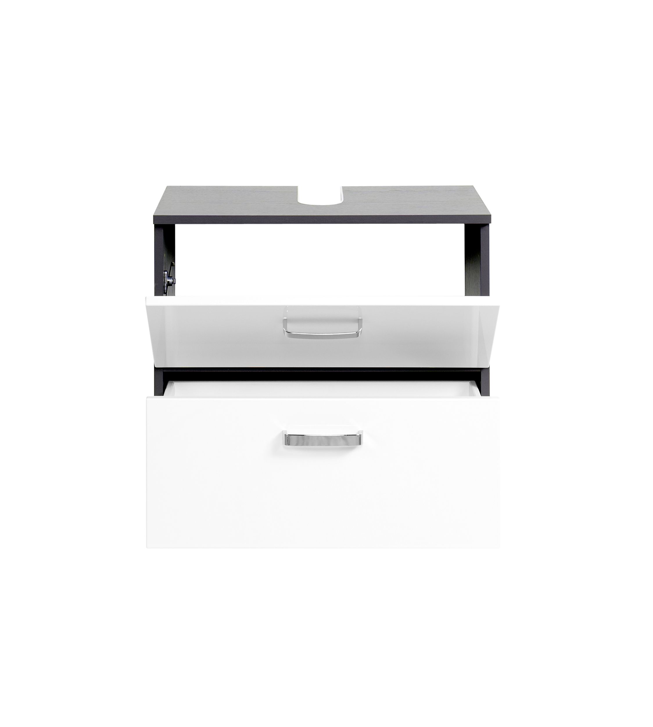 Meuble sous lavabo Bobbi 60cm 1 porte et 1 tiroir - graphite/blanc brillant - Image 4