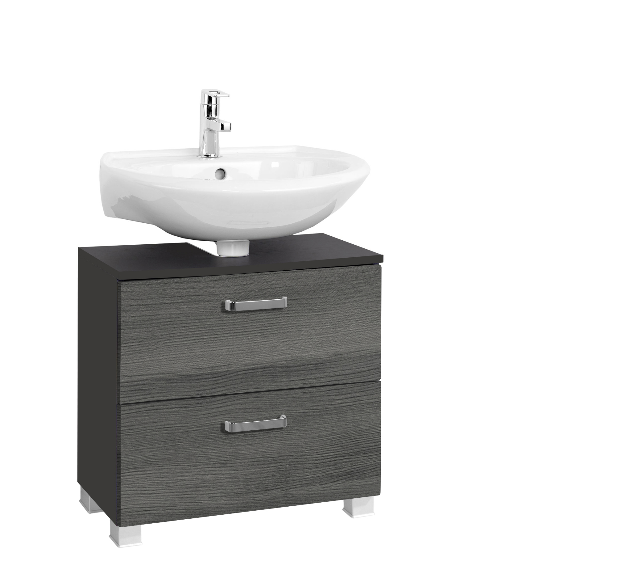 Meuble sous lavabo Bobbi 60cm 1 porte et 1 tiroir - graphite/chêne gris - Image 6