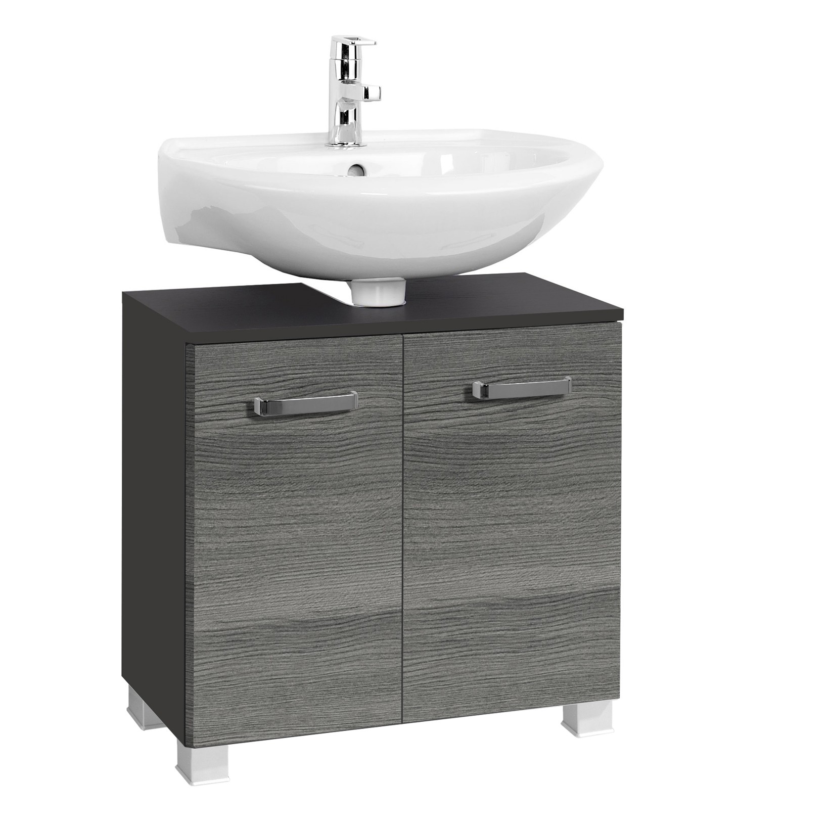 Meuble sous lavabo Bobbi 60cm 2 portes - graphite/chêne gris - Image 1