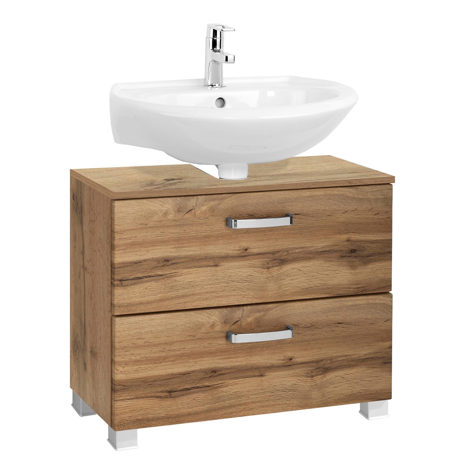 Meuble sous lavabo Bobbi 70cm 1 porte et 1 tiroir - chêne