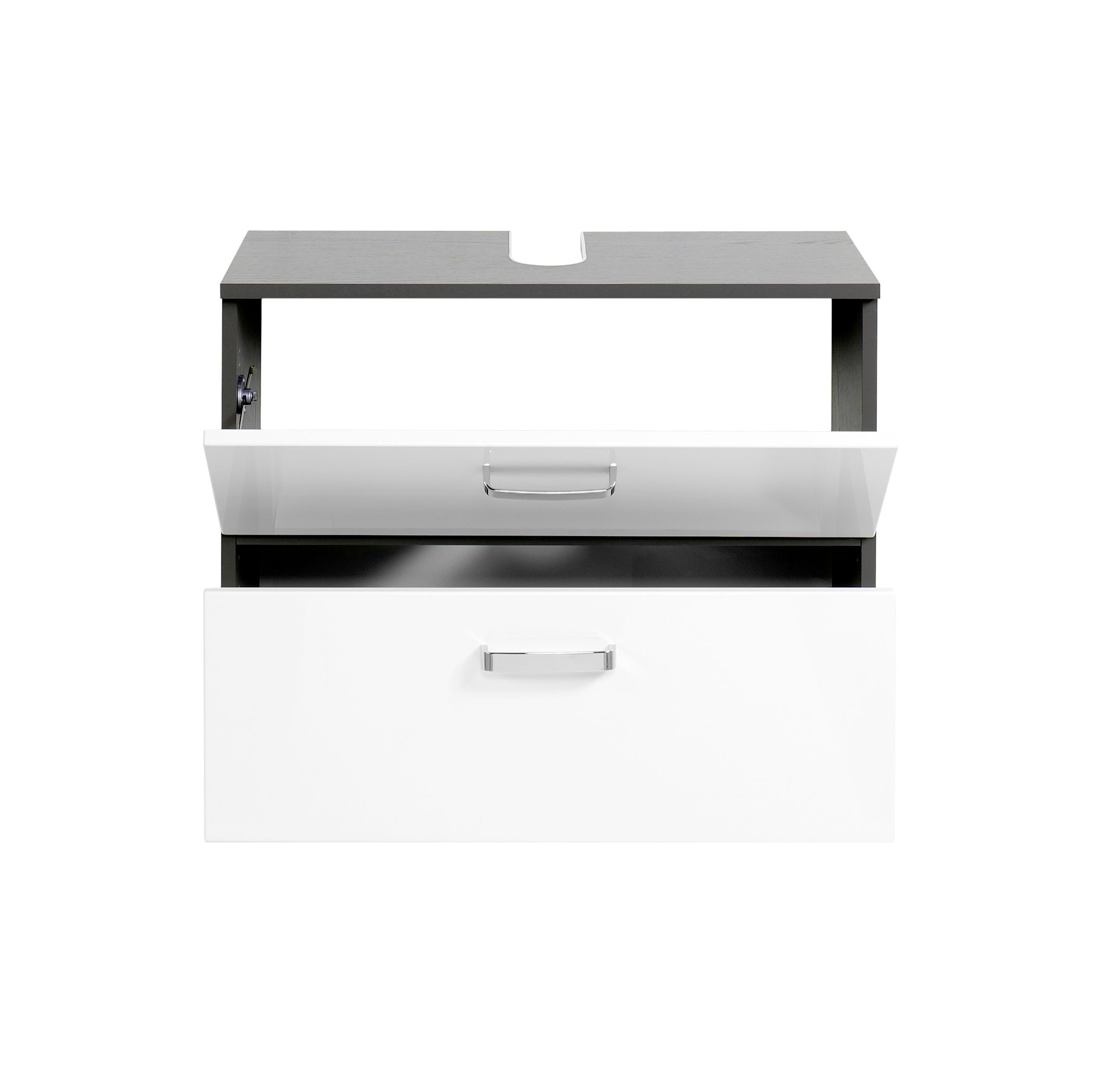 Meuble sous lavabo Bobbi 70cm 1 porte et 1 tiroir - graphite/blanc brillant - Image 4