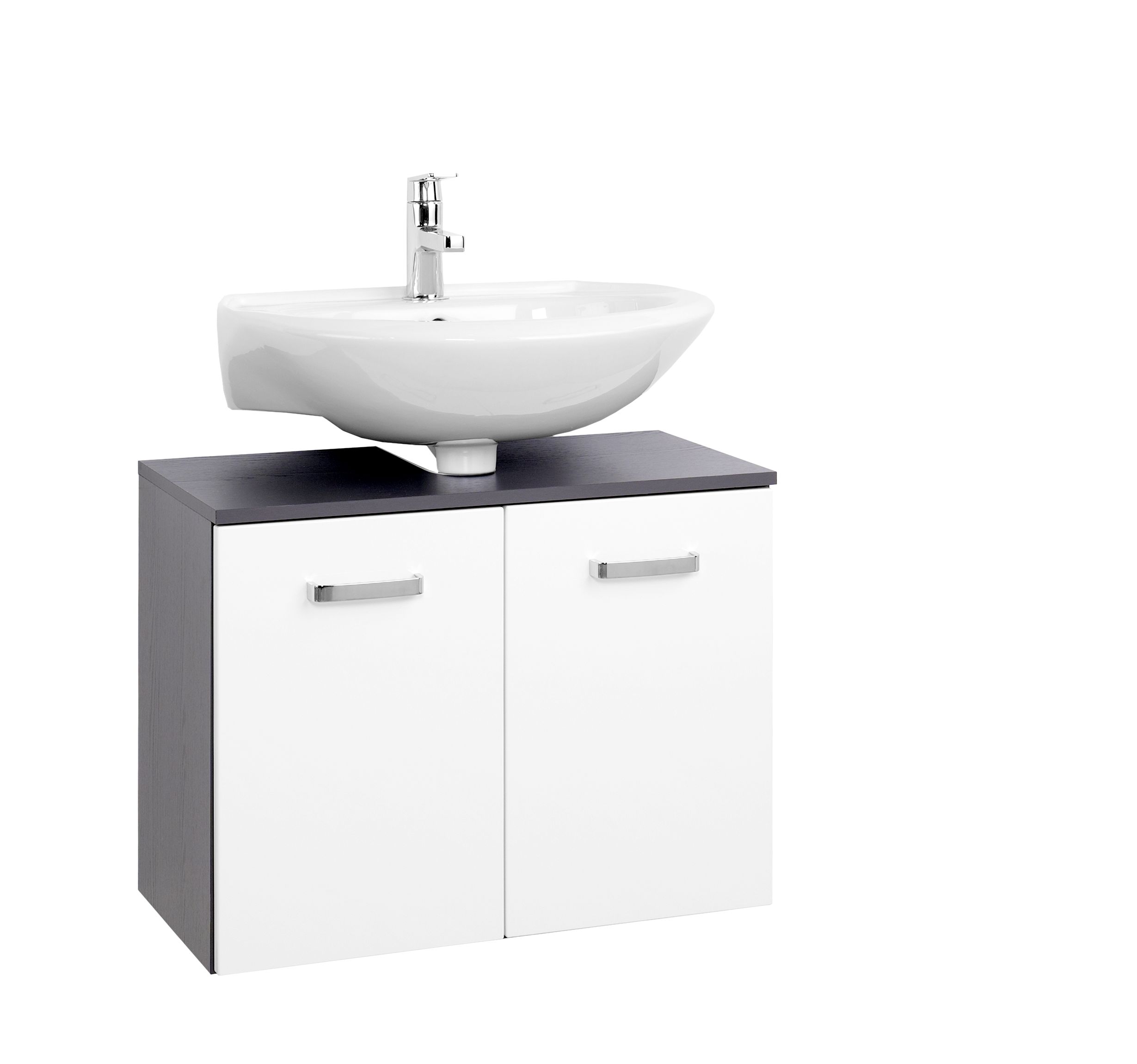 Meuble sous lavabo Bobbi 70cm 2 portes - graphite/blanc brillant - Image 4