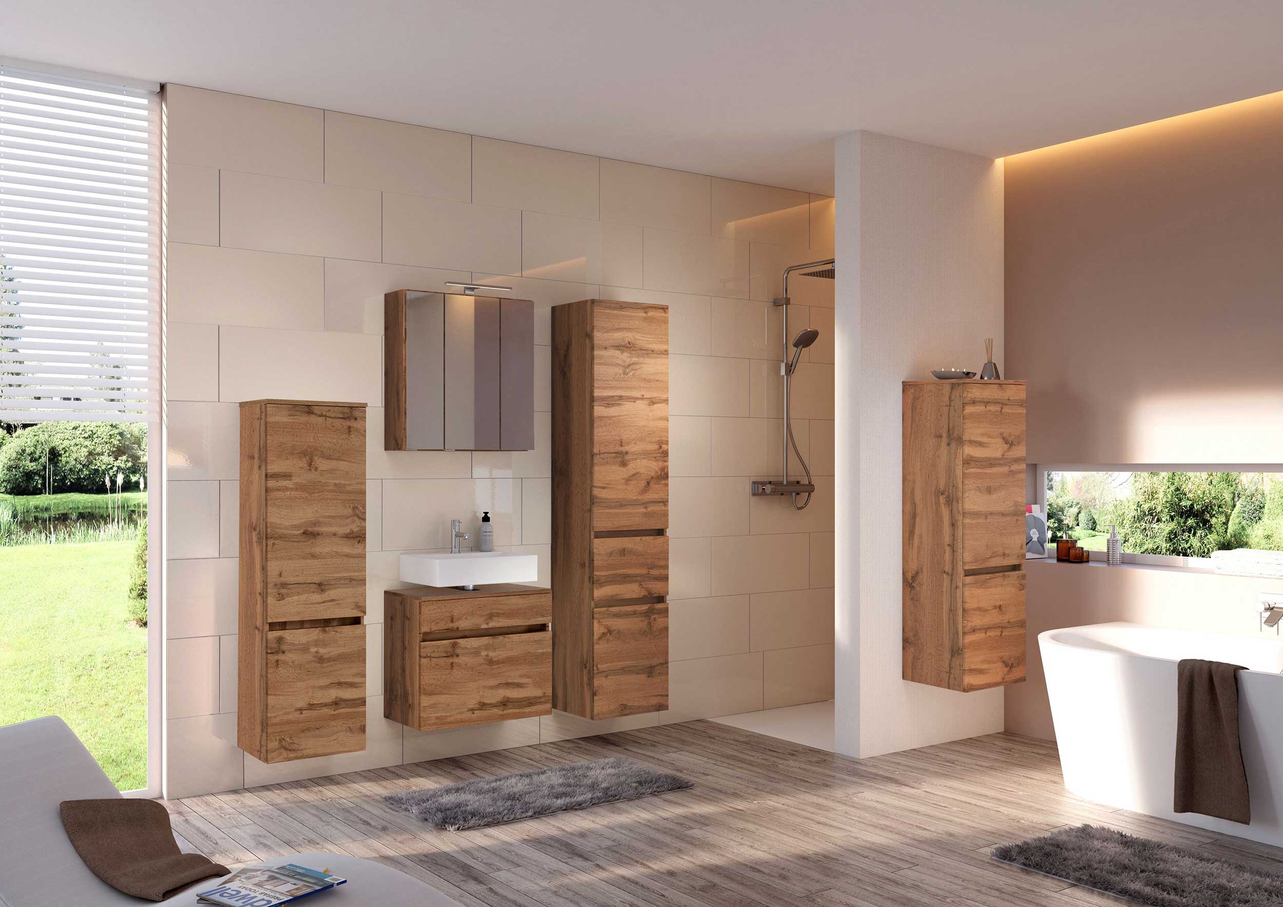 Meuble sous lavabo Brama 60cm 1 tiroir - chêne wotan - Image 4