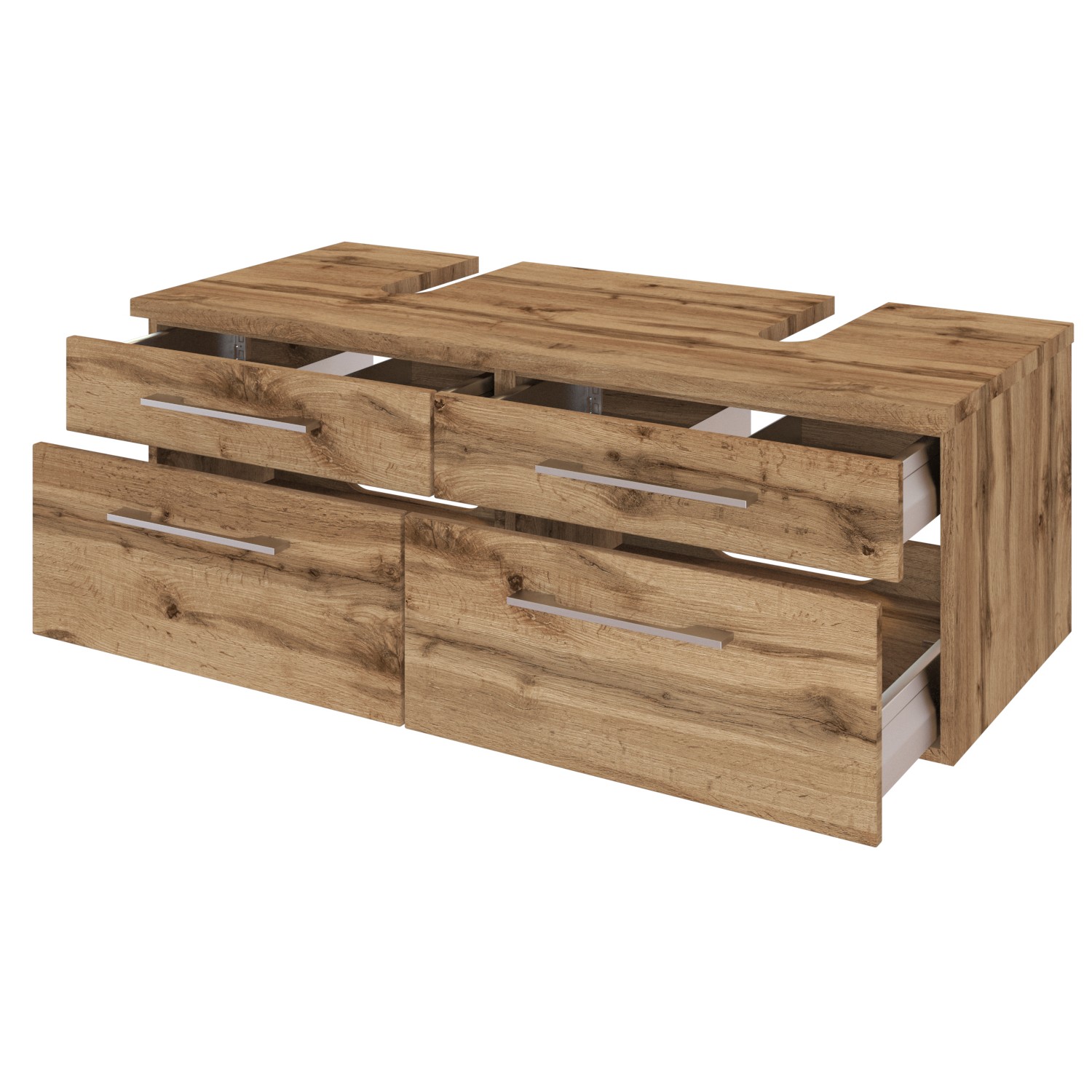 Meuble sous lavabo Dasa 120cm à 4 tiroirs - chêne wotan - Image 4