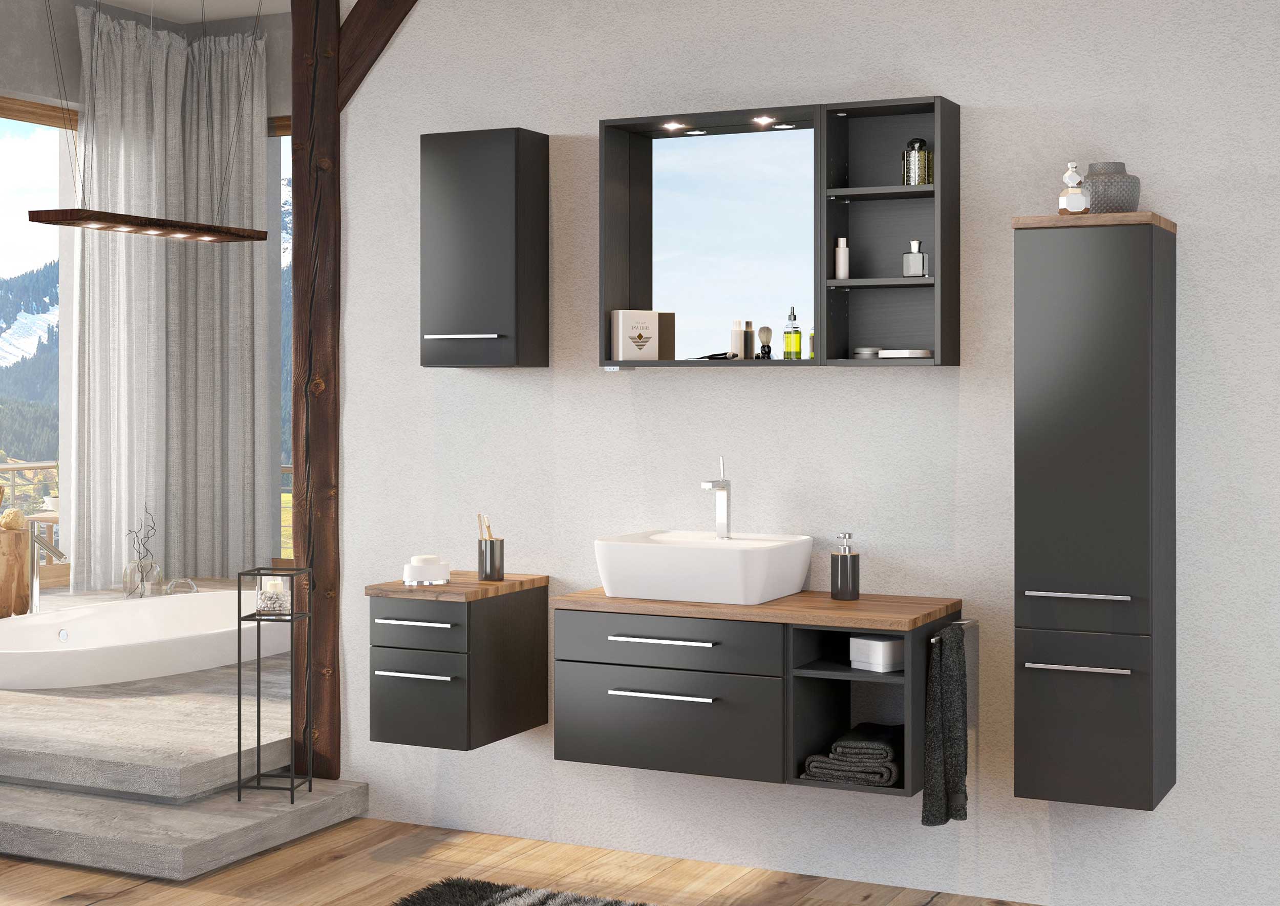 Meuble sous lavabo Dasa 120cm à 4 tiroirs - graphite/gris mat - Image 2