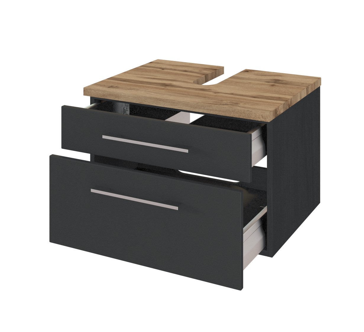 Meuble sous lavabo Dasa 60cm à 2 tiroirs - graphite/gris mat - Image 4