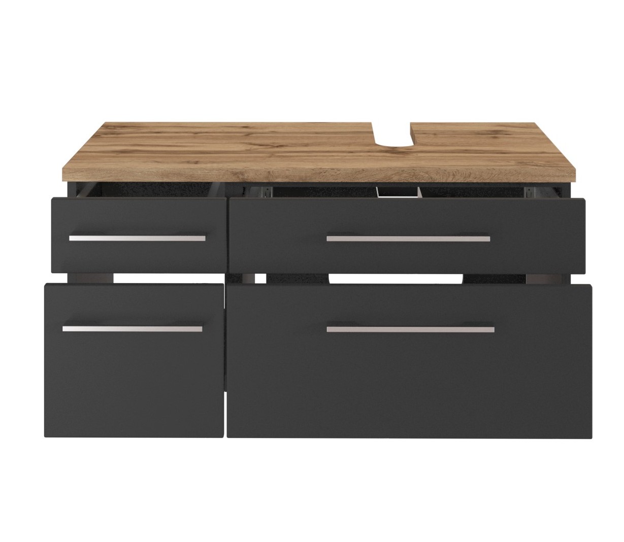 Meuble sous lavabo Dasa (droit) 90cm à 4 tiroirs - graphite/gris mat - Image 4