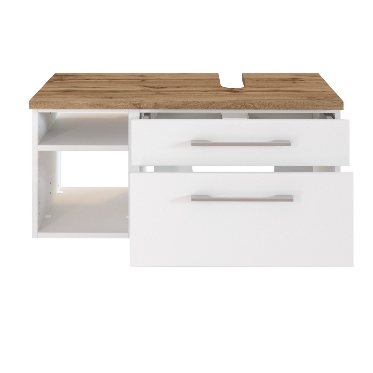 Meuble sous lavabo Dasa (droite) 90cm à 2 tiroirs - blanc - Image 3