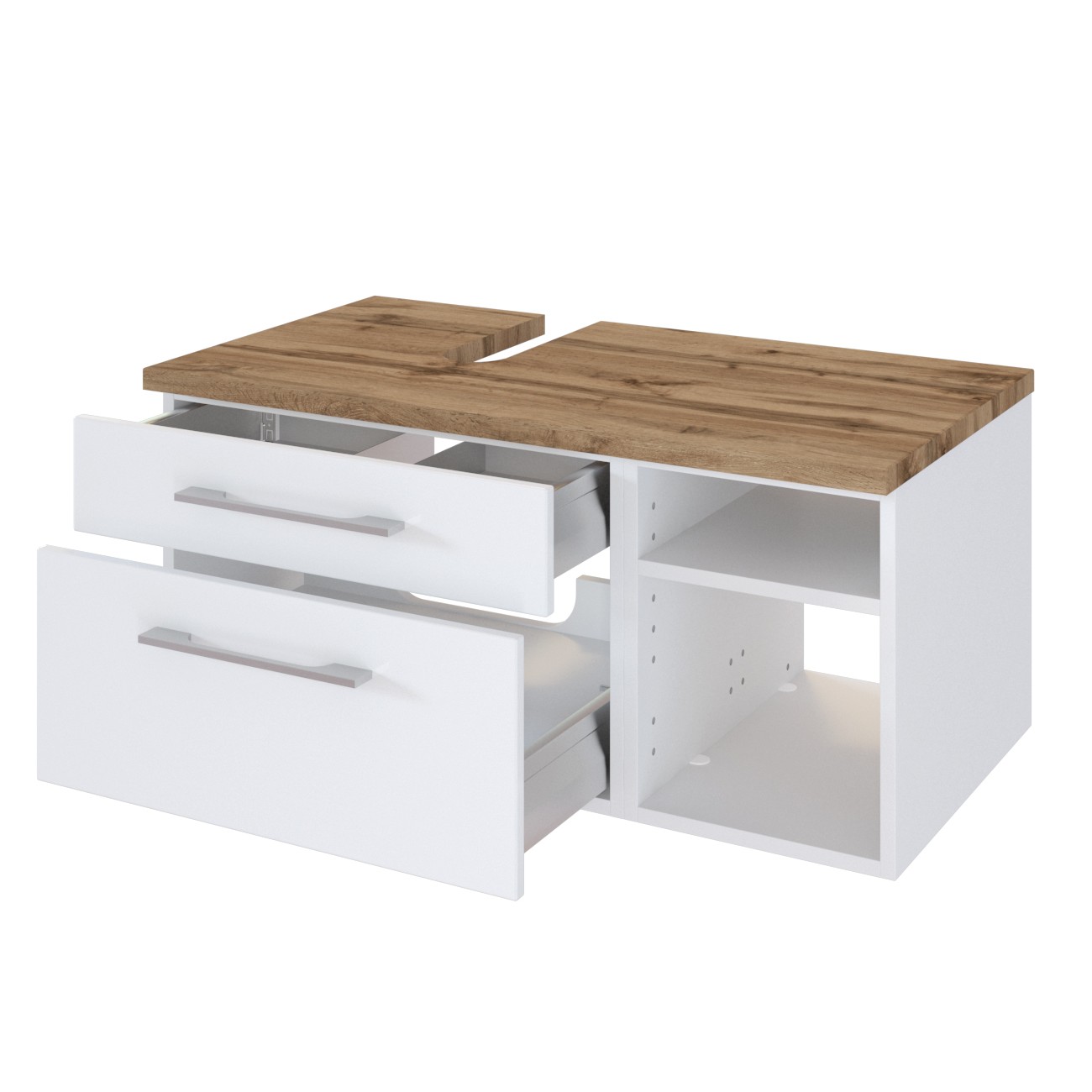 Meuble sous lavabo Dasa (gauche) 90cm à 2 tiroirs - blanc - Image 2