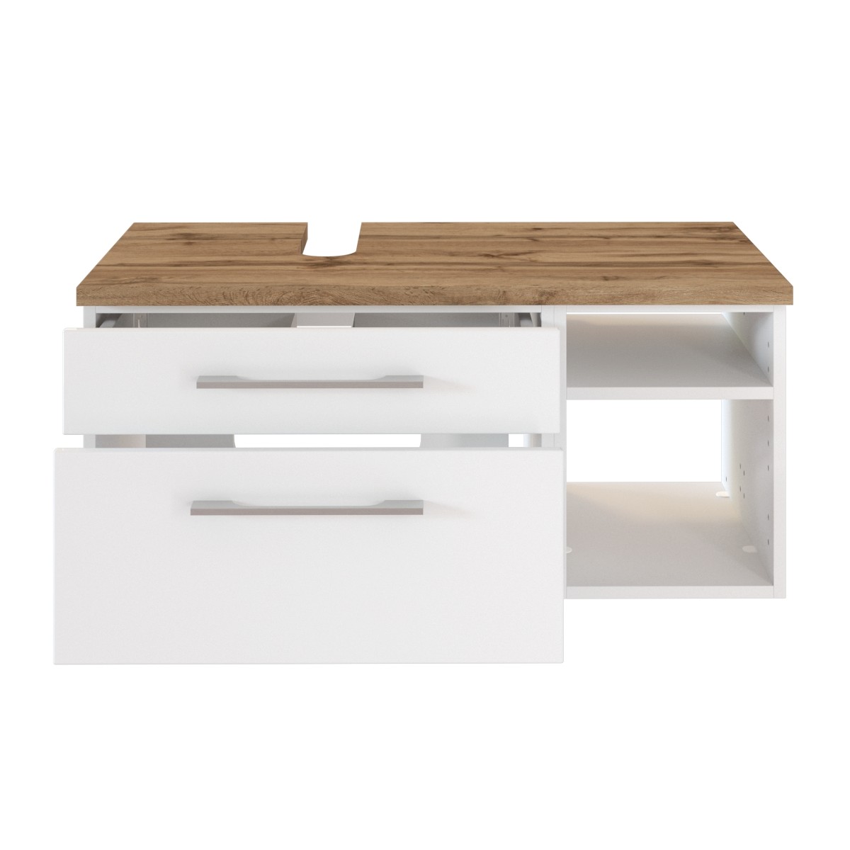 Meuble sous lavabo Dasa (gauche) 90cm à 2 tiroirs - blanc - Image 3