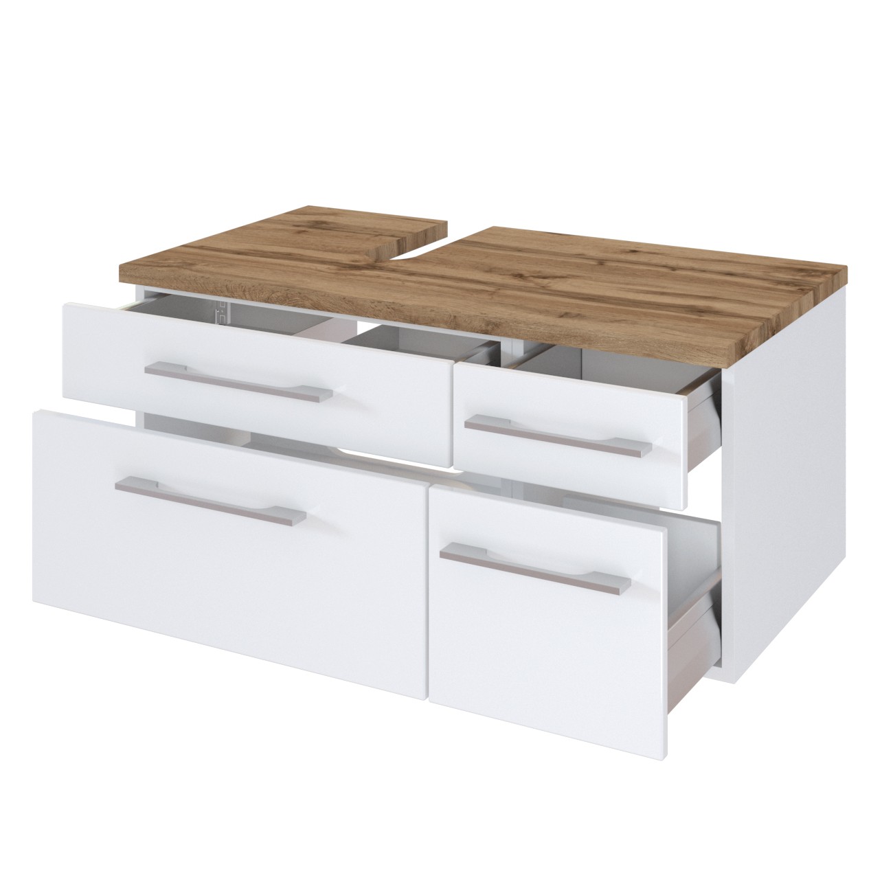 Meuble sous lavabo Dasa (gauche) 90cm à 4 tiroirs - blanc - Image 3