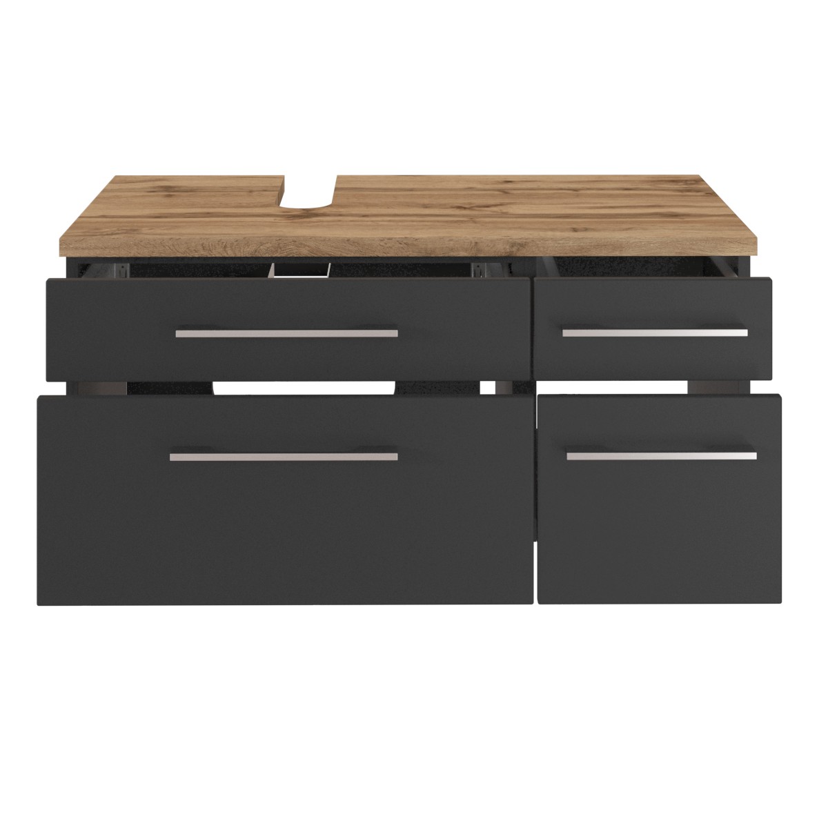 Meuble sous lavabo Dasa (gauche) 90cm à 4 tiroirs - graphite/gris mat - Image 3