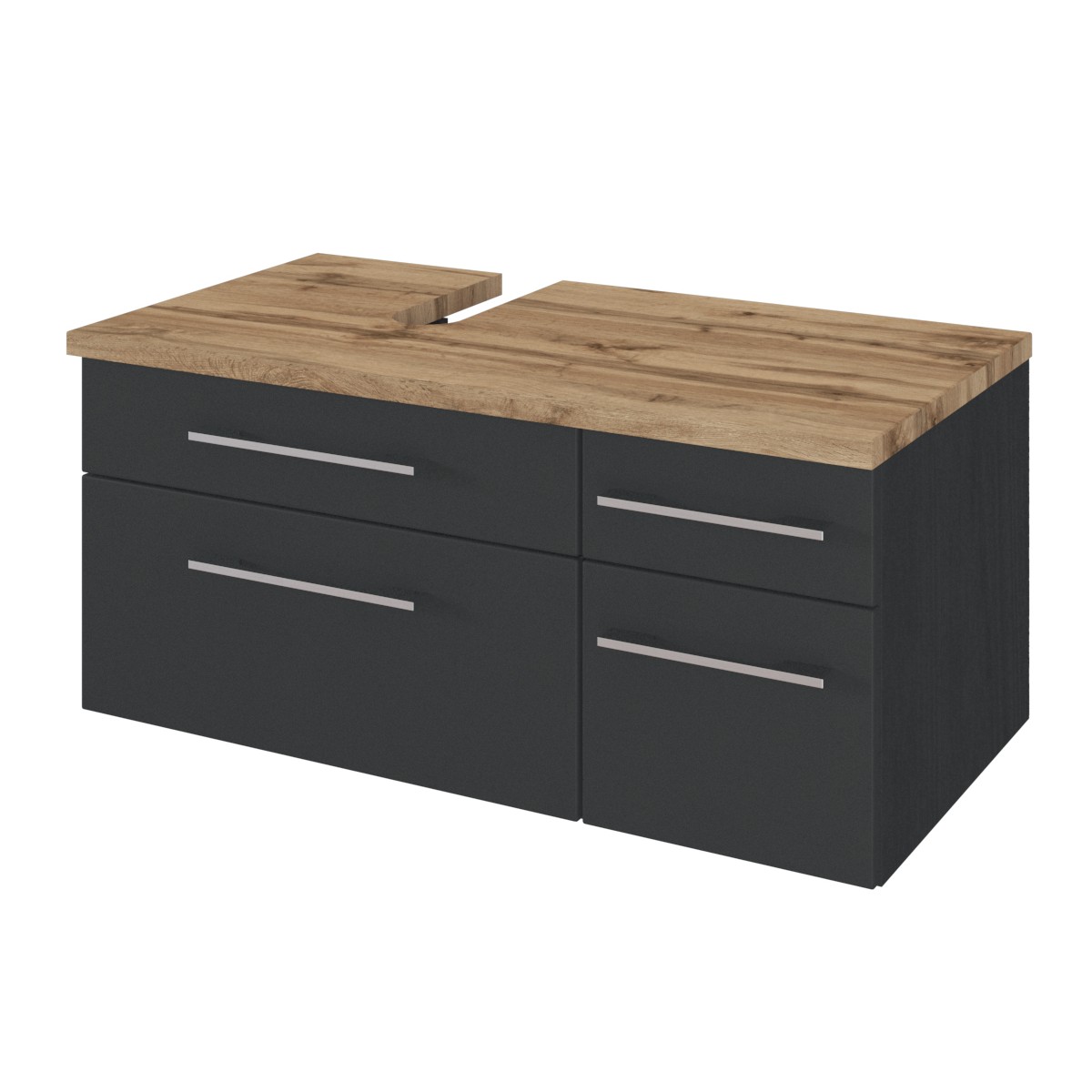 Meuble sous lavabo Dasa (gauche) 90cm à 4 tiroirs - graphite/gris mat - Image 1