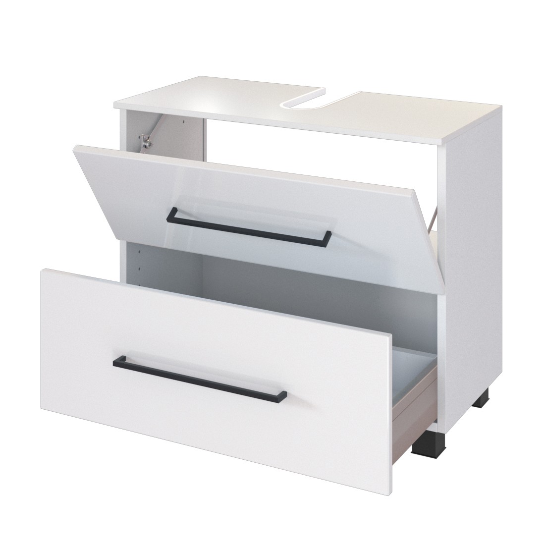 Meuble sous lavabo Dusan 70cm 1 tiroir & 1 porte - blanc - Image 6