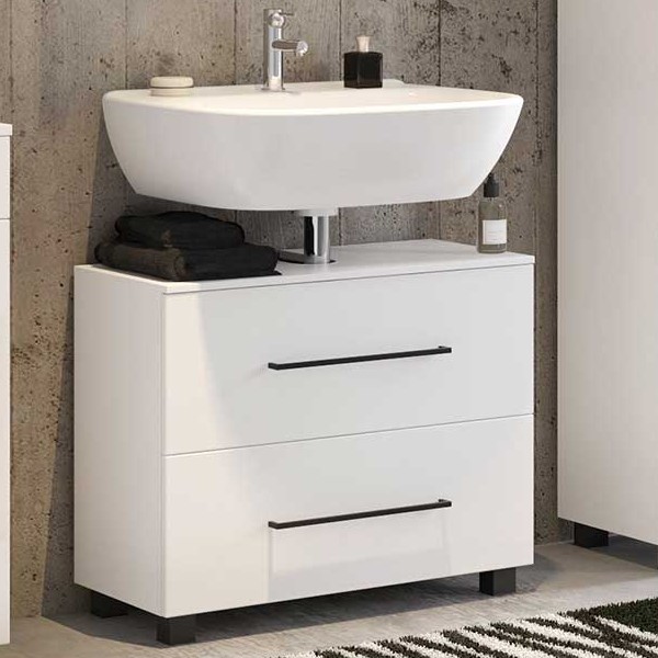 Meuble sous lavabo Dusan 70cm 1 tiroir & 1 porte - blanc