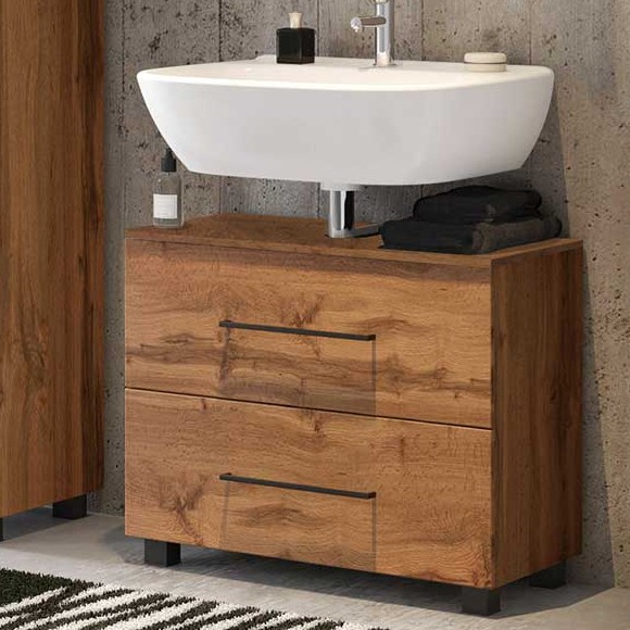 Meuble sous lavabo Dusan 70cm 1 tiroir & 1 porte - chêne wotan
