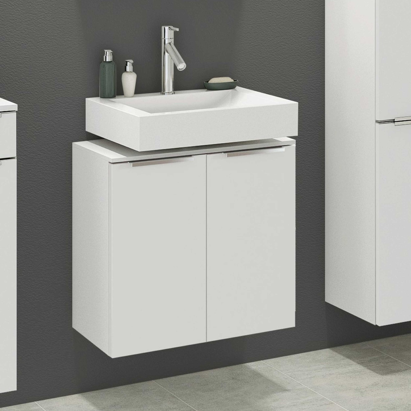 Meuble sous lavabo Hansen 60cm 2 portes - blanc