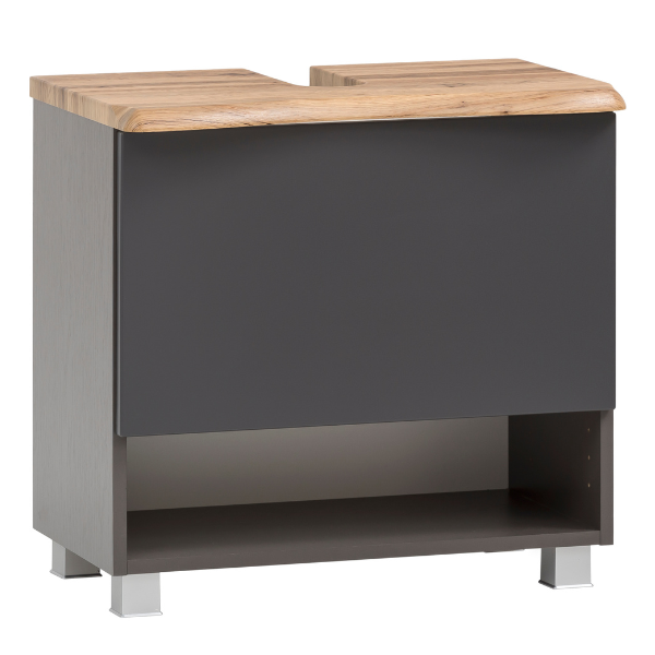 Meuble sous lavabo Karan 61cm 1 tiroir - anthracite/chêne - Image 11